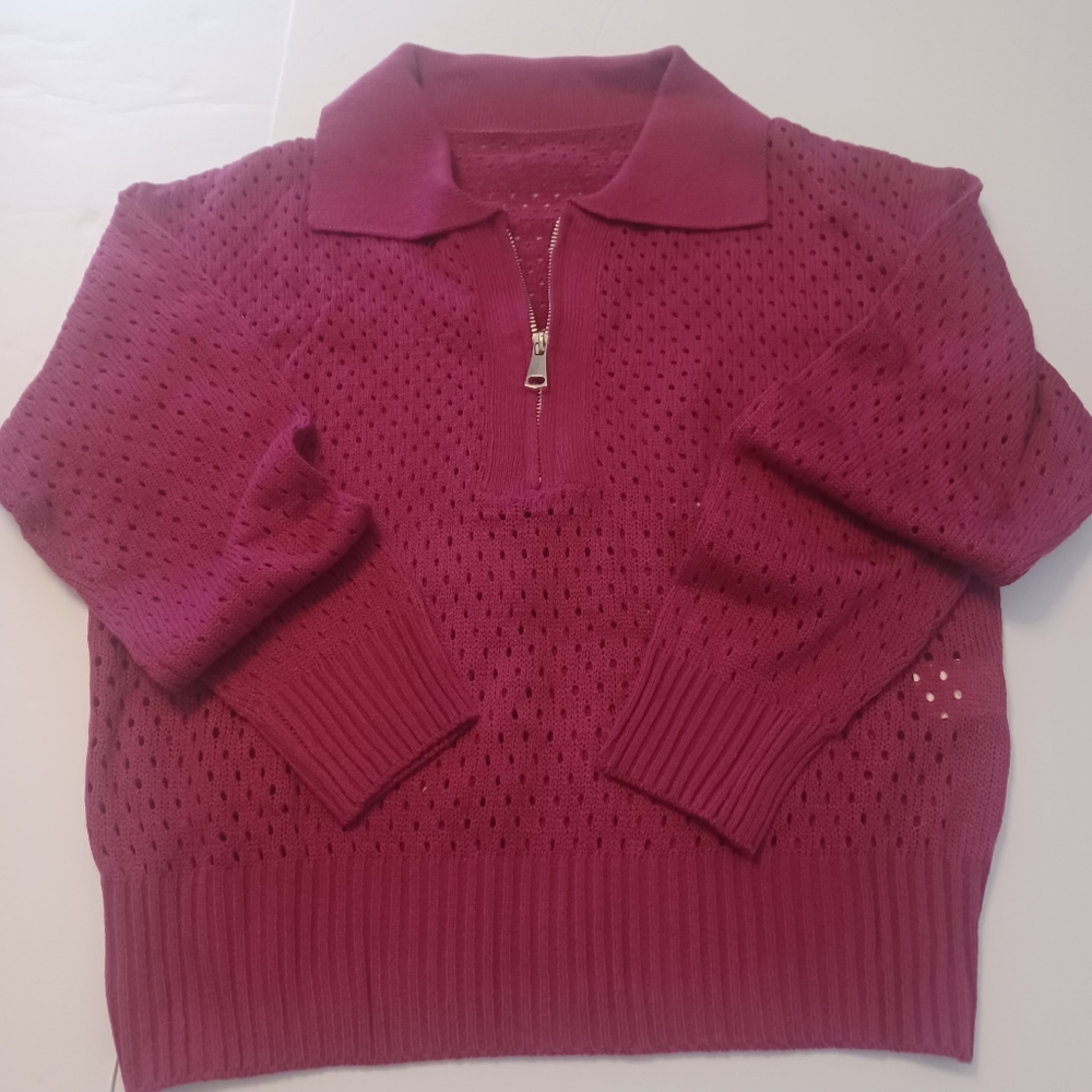 Amazon Burgandy Half Zip Sweater Sz S